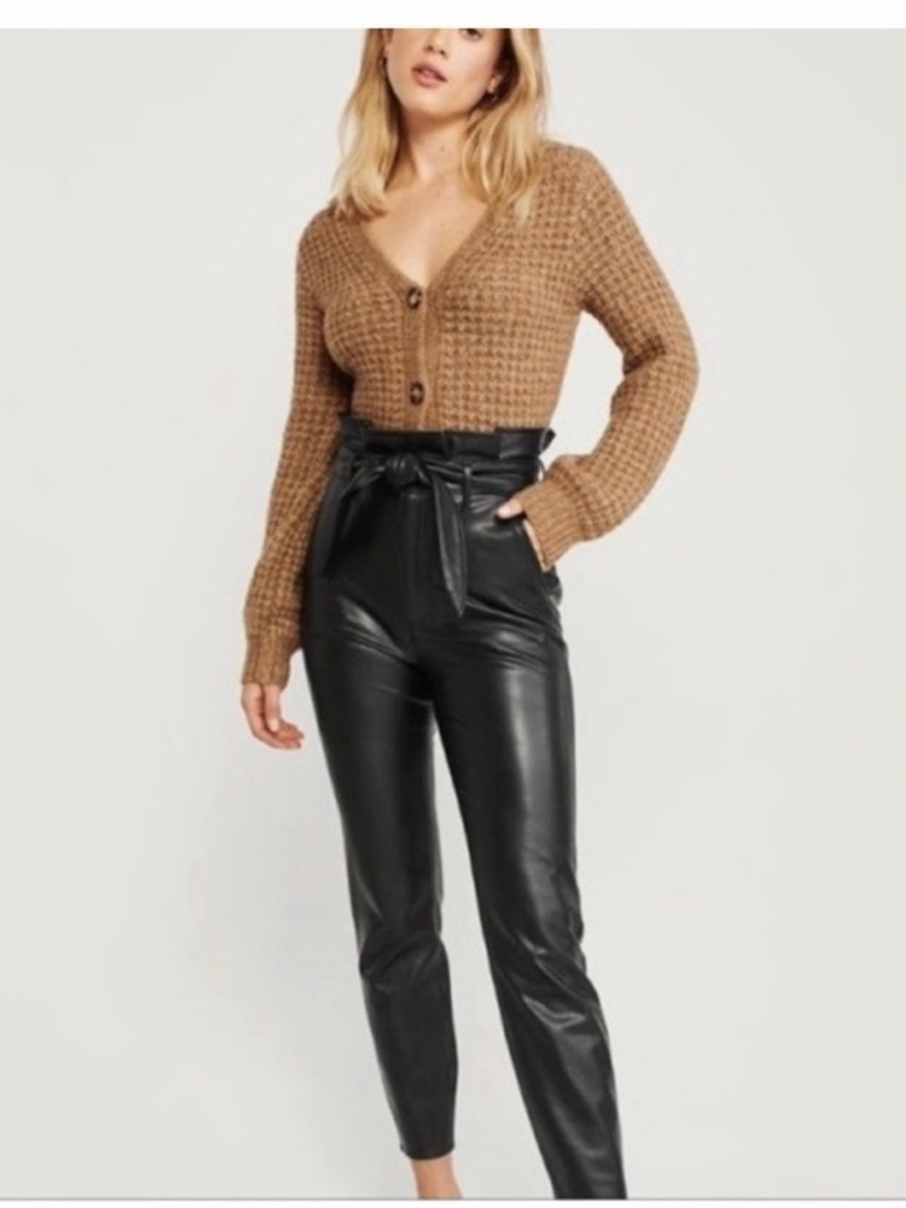Abercrombie & Fitch Faux Leather Paperbag Pants NWT